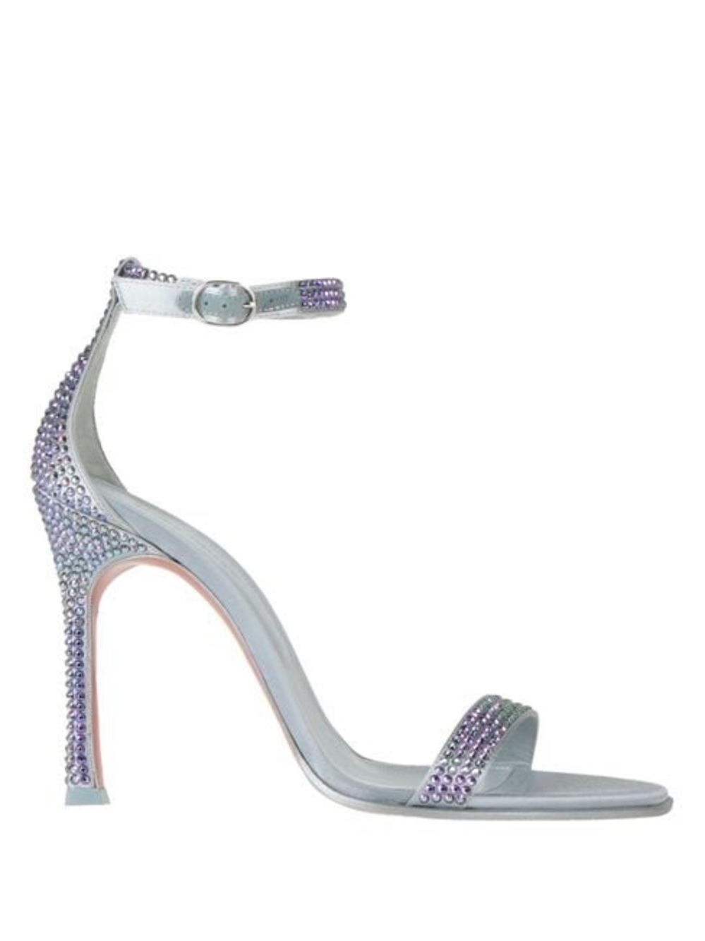 Amina Muaddi Lavender Crystal-Ankle Stiletto Sandals